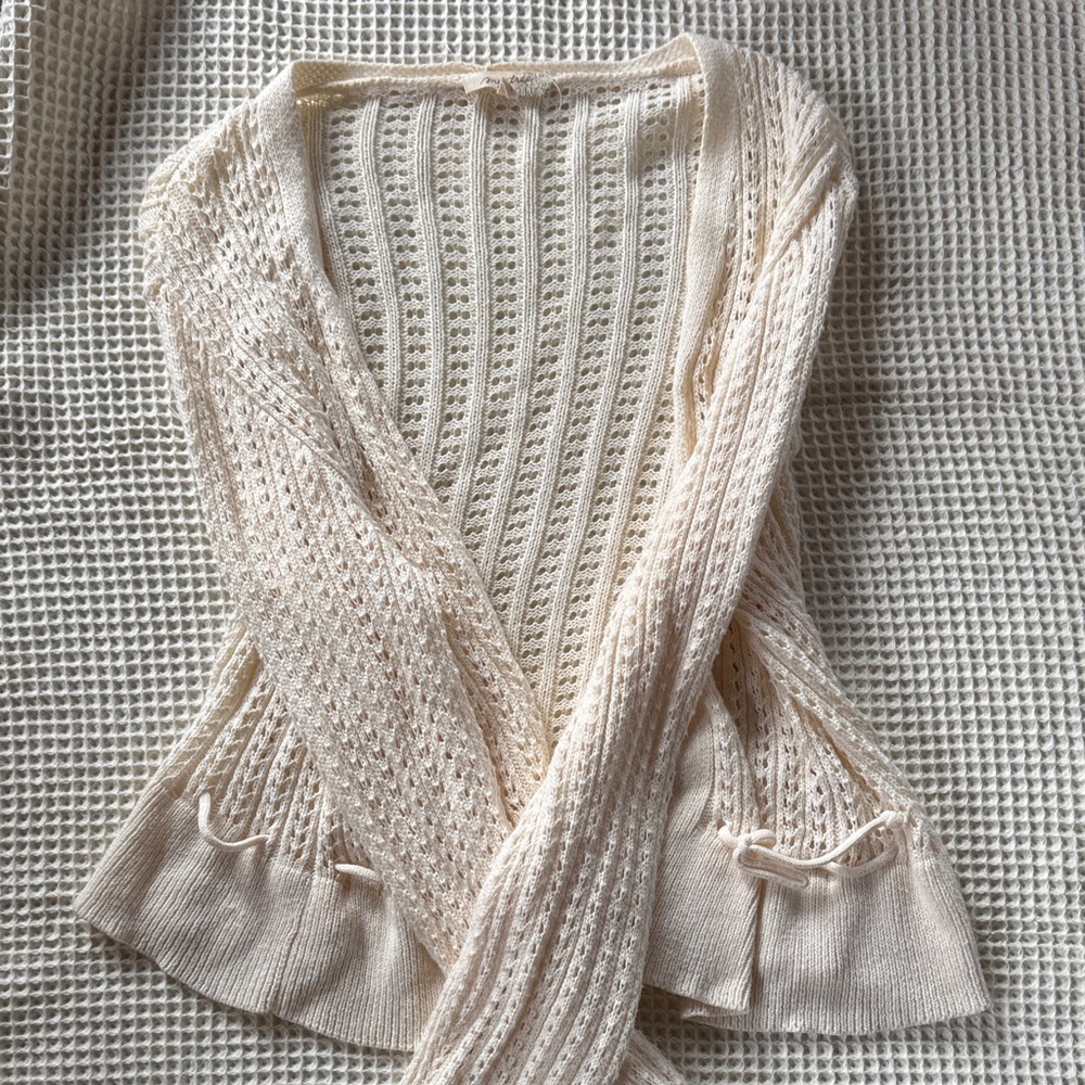 Mystree Cream Knit Cardigan